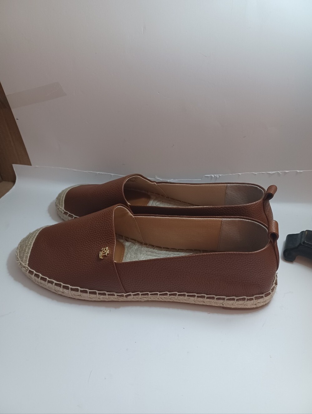 Ralph Lauren Women’s Brown Espadrille Leather Slip-On Flats New Size 11M